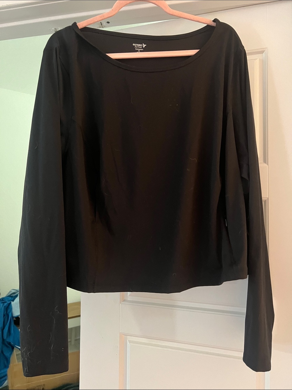 Old Navy Black Long-Sleeve Boatneck Top